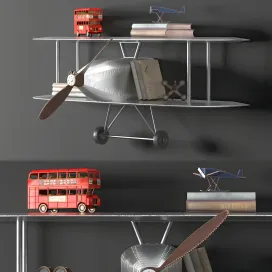 Vintage airplane metal shelf
